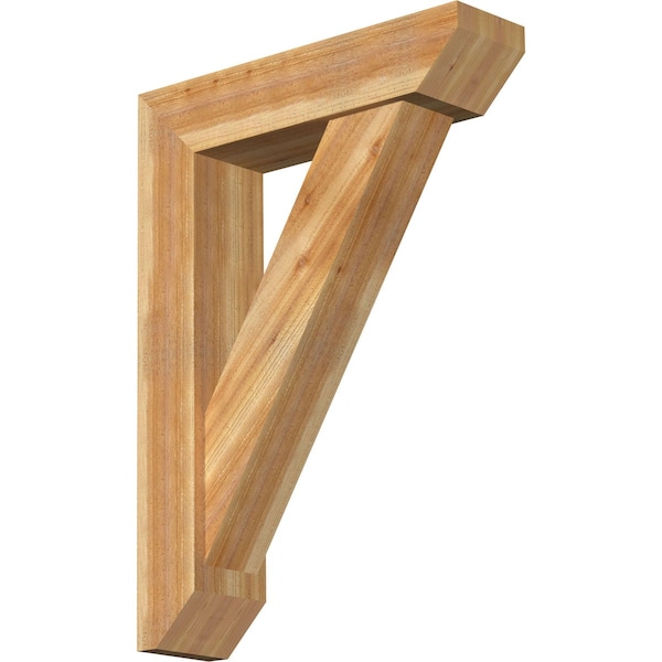Ekena Millwork Traditional Slat Rough Sawn Bracket w/ Offset Brace, Western Red Cedar, 8"W x 32"D x 44"H BKT0806X32X44TRA06RWR - main